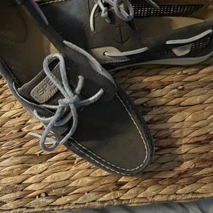 Grey Sperry boat shoes